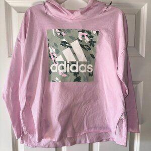 Adidas Pink Long Sleeve Shirt with Hood Sz L 14 Youth